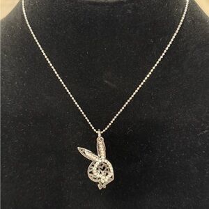 Silver Toned Playboy Bunny Pendant Necklace Women's Jewelry DP1